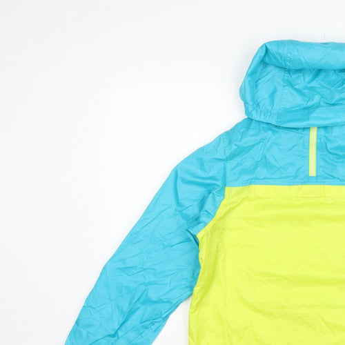 L.L.Bean Teens Blue Yellow L 14-16 Hooded Anorak Jacket