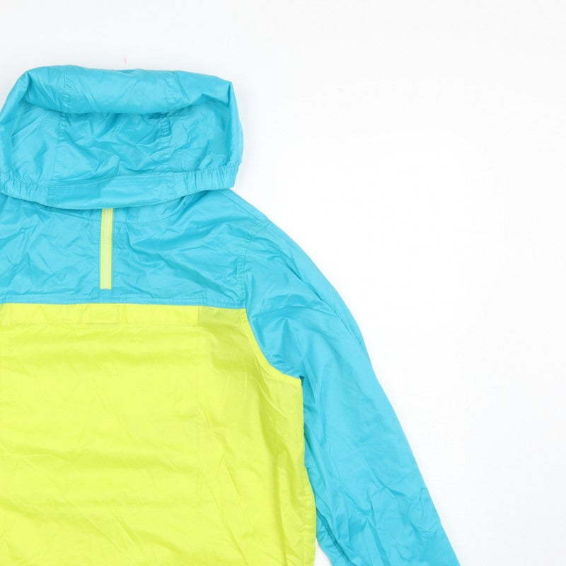 L.L.Bean Teens Blue Yellow L 14-16 Hooded Anorak Jacket