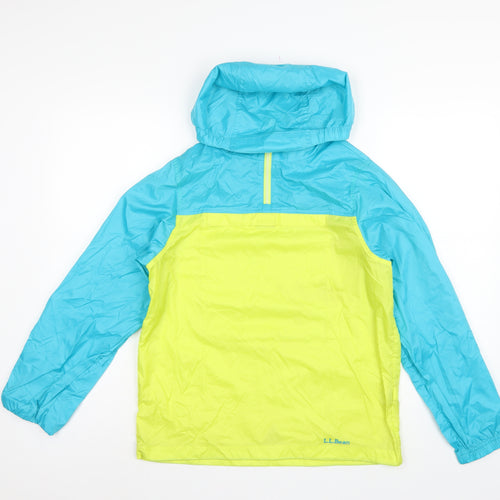 L.L.Bean Teens Blue Yellow L 14-16 Hooded Anorak Jacket