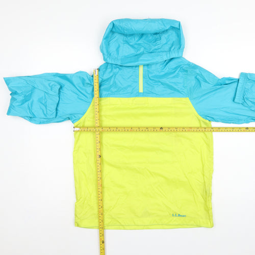 L.L.Bean Teens Blue Yellow L 14-16 Hooded Anorak Jacket