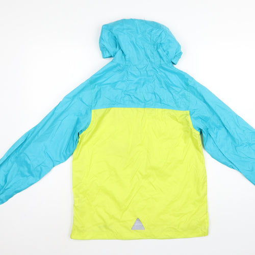 L.L.Bean Teens Blue Yellow L 14-16 Hooded Anorak Jacket