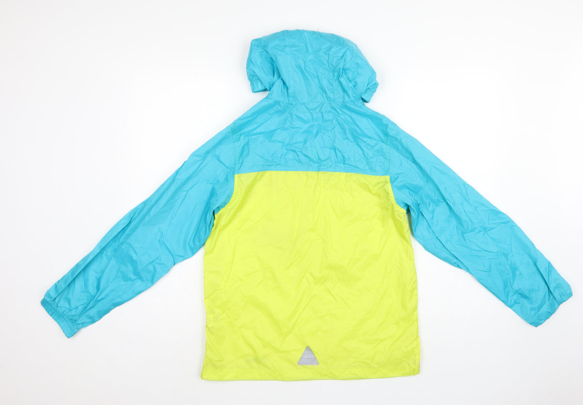 L.L.Bean Teens Blue Yellow L 14-16 Hooded Anorak Jacket