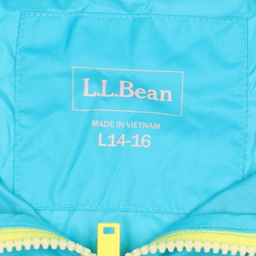 L.L.Bean Teens Blue Yellow L 14-16 Hooded Anorak Jacket