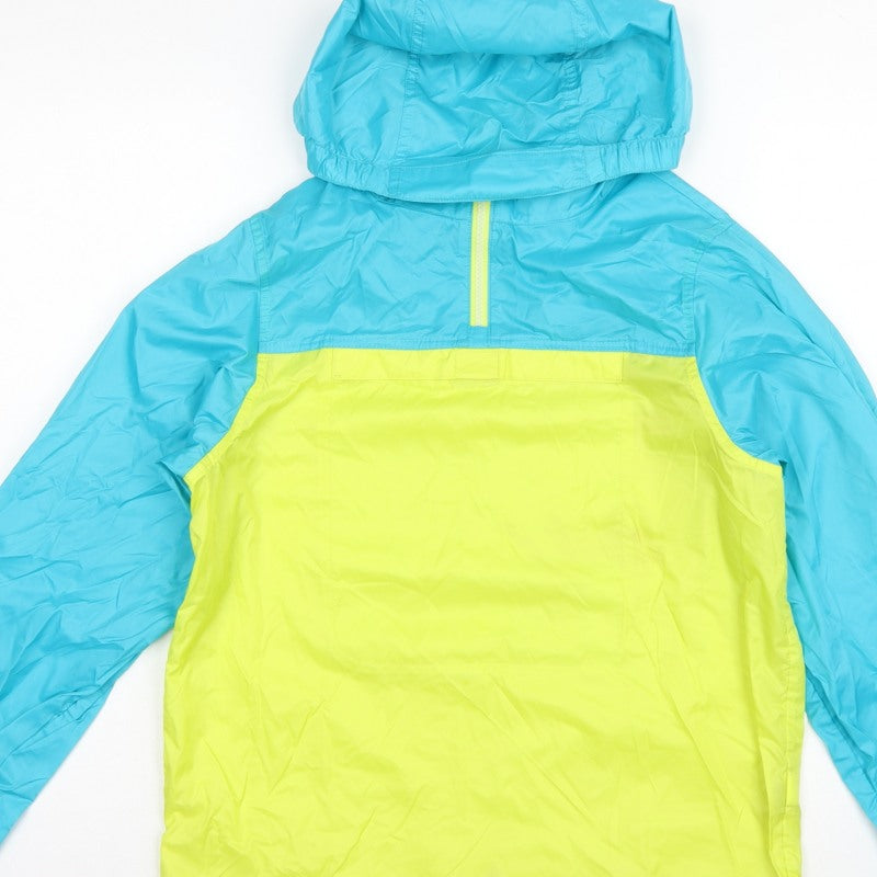 L.L.Bean Teens Blue Yellow L 14-16 Hooded Anorak Jacket