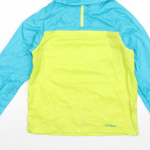 L.L.Bean Teens Blue Yellow L 14-16 Hooded Anorak Jacket