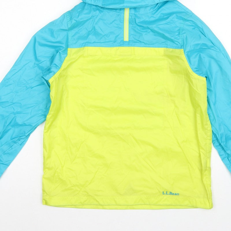 L.L.Bean Teens Blue Yellow L 14-16 Hooded Anorak Jacket