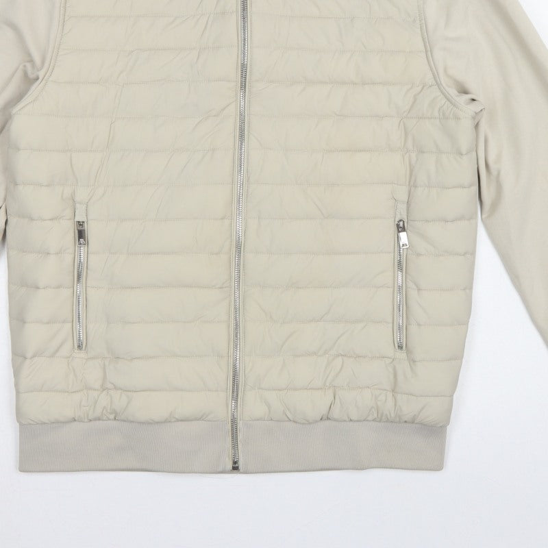 Reiss Men’s Beige L Quilted Padded Bomber Jacket Full Zip
