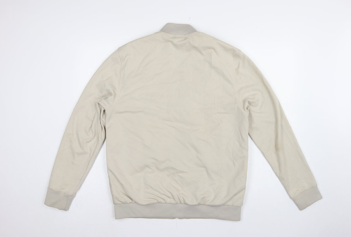 Reiss Men’s Beige L Quilted Padded Bomber Jacket Full Zip