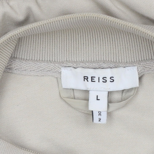 Reiss Men’s Beige L Quilted Padded Bomber Jacket Full Zip