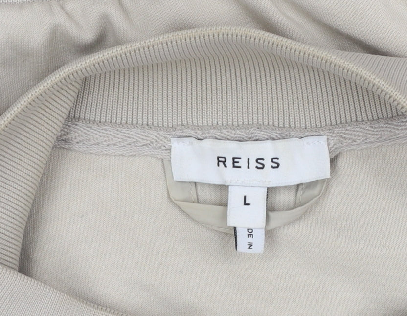 Reiss Men’s Beige L Quilted Padded Bomber Jacket Full Zip