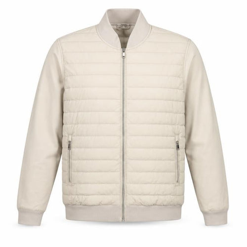 Reiss Men’s Beige L Quilted Padded Bomber Jacket Full Zip