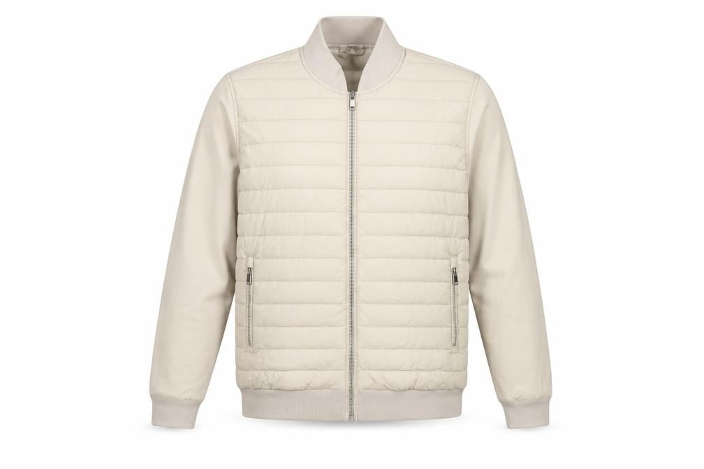 Reiss Men’s Beige L Quilted Padded Bomber Jacket Full Zip
