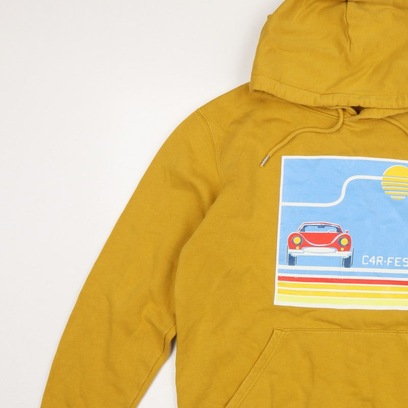 Stanley/Stella Men Yellow M Pullover Hoodie Retro Car Graphic
