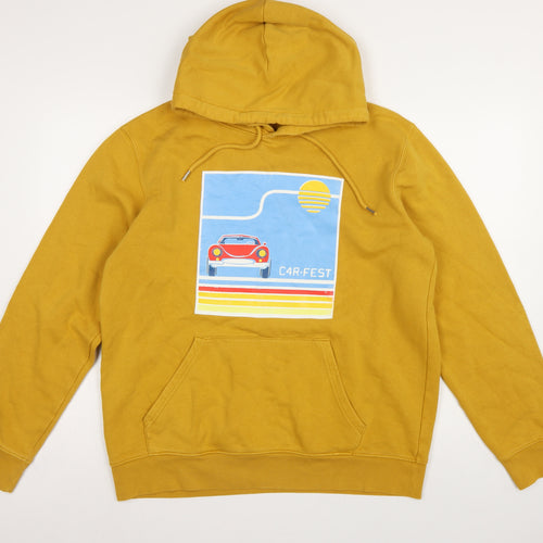 Stanley/Stella Men Yellow M Pullover Hoodie Retro Car Graphic