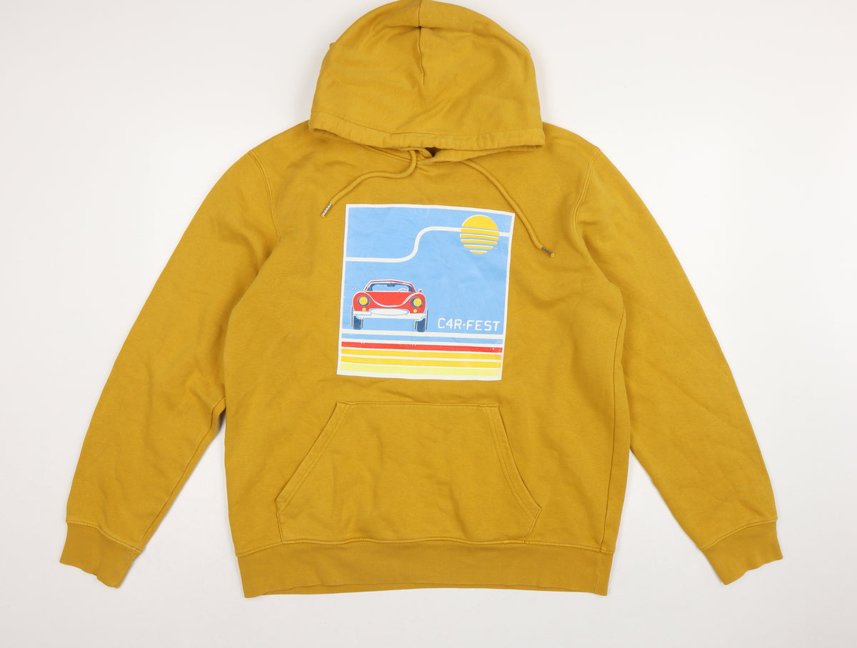 Stanley/Stella Men Yellow M Pullover Hoodie Retro Car Graphic
