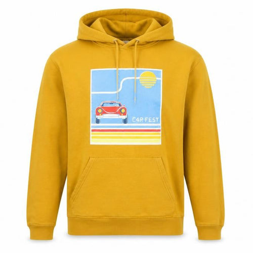 Stanley/Stella Men Yellow M Pullover Hoodie Retro Car Graphic