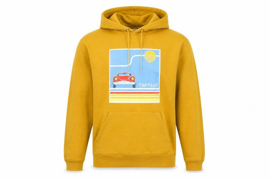 Stanley/Stella Men Yellow M Pullover Hoodie Retro Car Graphic