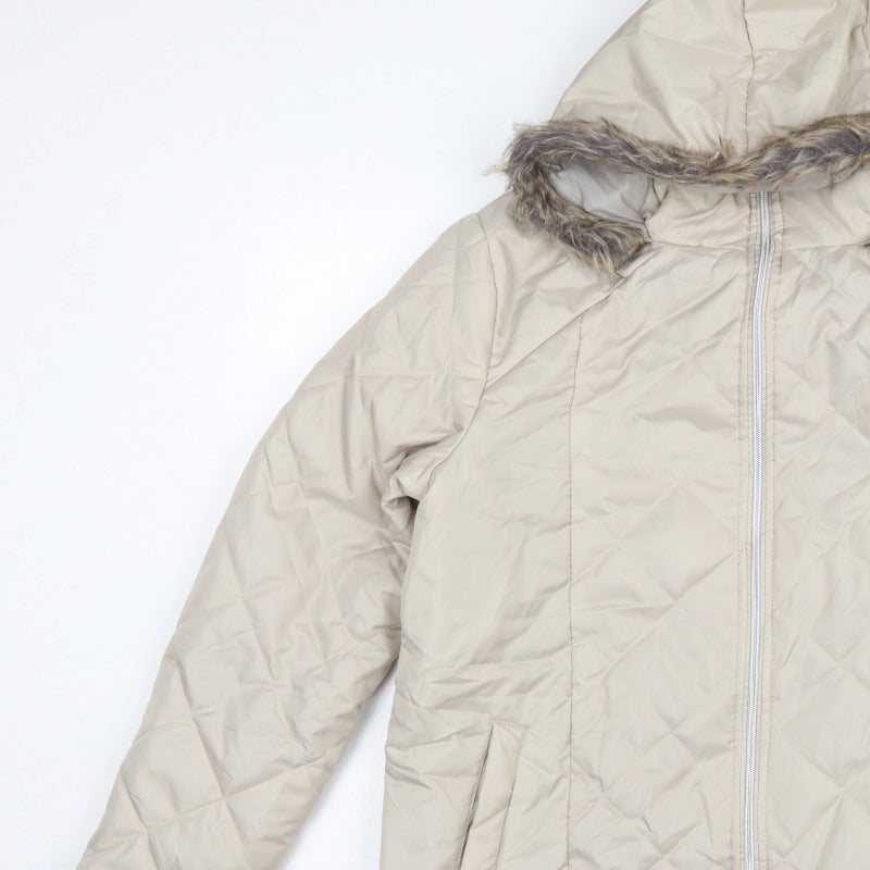 Anne de Lancay Women’s Beige M Hooded Faux Fur Puffer Coat
