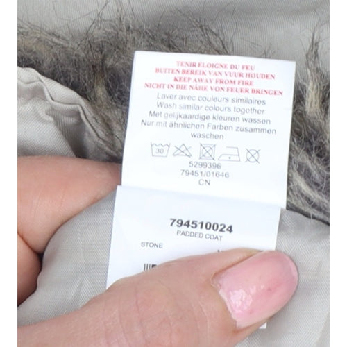 Anne de Lancay Women’s Beige M Hooded Faux Fur Puffer Coat