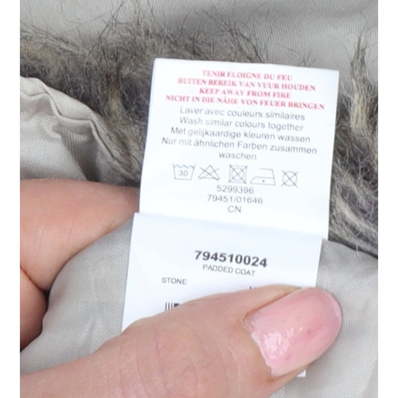 Anne de Lancay Women’s Beige M Hooded Faux Fur Puffer Coat
