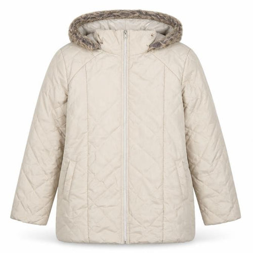 Anne de Lancay Women’s Beige M Hooded Faux Fur Puffer Coat