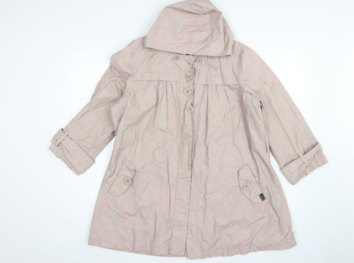 Hooch Teens Pink Size 14 Hooded Long Rain Coat Geometric