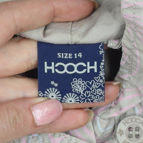 Hooch Teens Pink Size 14 Hooded Long Rain Coat Geometric