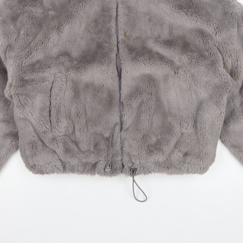 ASOS DESIGN Women's Grey UK 8 Faux Fur Cropped Zip Jacket