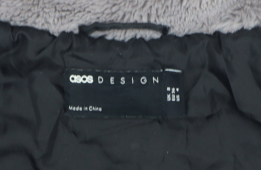 ASOS DESIGN Women's Grey UK 8 Faux Fur Cropped Zip Jacket