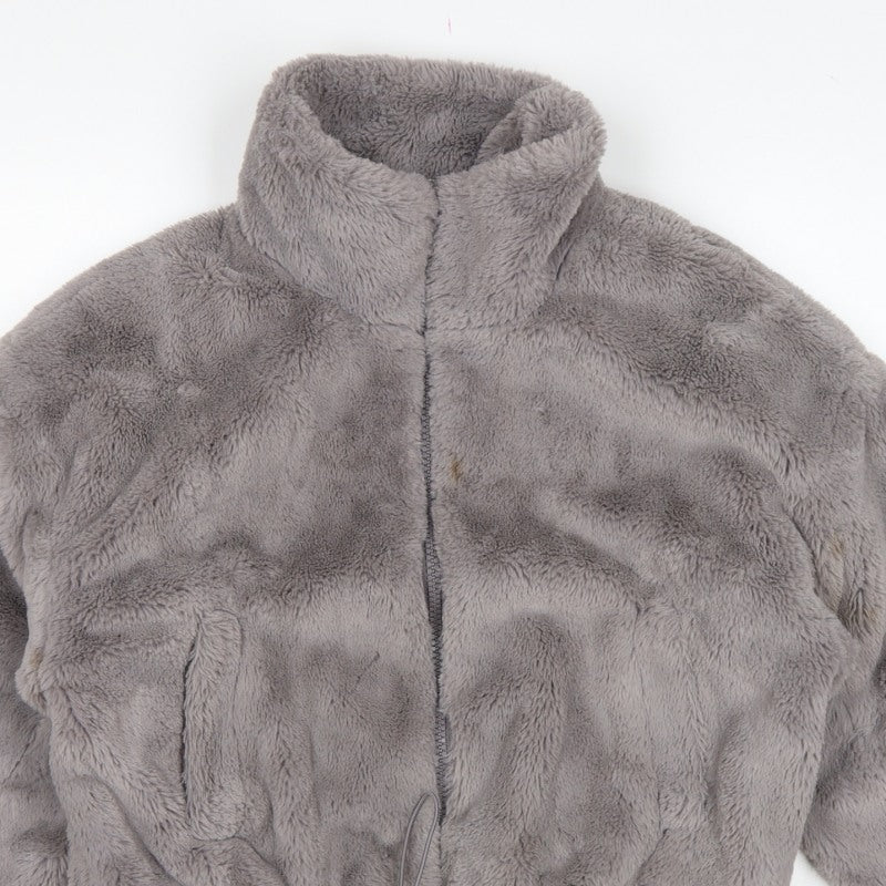 ASOS DESIGN Women's Grey UK 8 Faux Fur Cropped Zip Jacket