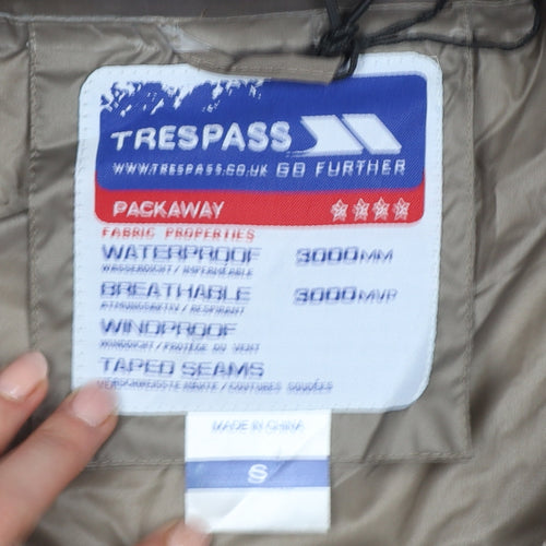 Trespass Men Brown S Waterproof Packaway Rain Jacket Windproof