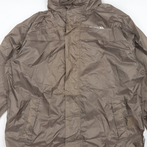 Trespass Men Brown S Waterproof Packaway Rain Jacket Windproof