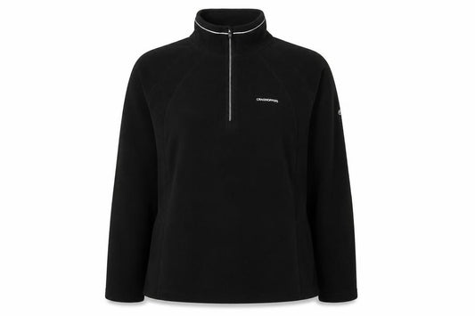Front view of Craghoppers Women’s Black UK 20 Fleece 1/4 Zip High Neck Sweatshirt
