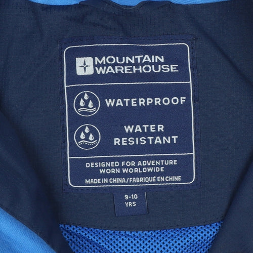 Mountain Warehouse Boys Blue 9-10 Years Waterproof Hooded Rain Jacket