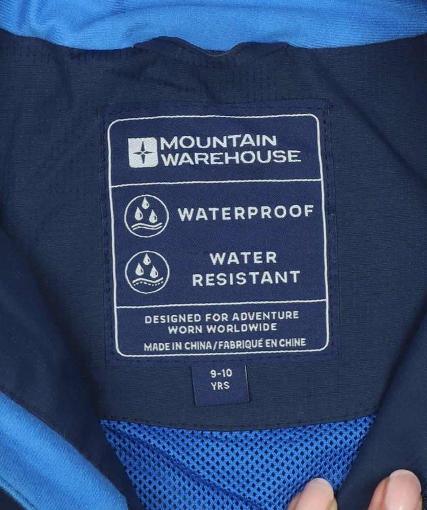 Mountain Warehouse Boys Blue 9-10 Years Waterproof Hooded Rain Jacket