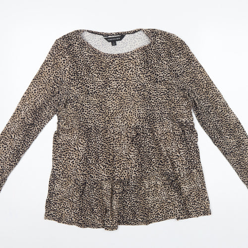 Forever New Women’s Brown Leopard Print Long Sleeve Tunic Blouse Size S