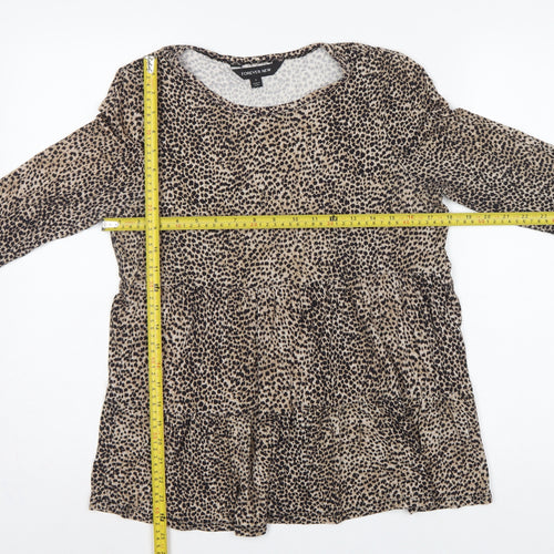 Forever New Women’s Brown Leopard Print Long Sleeve Tunic Blouse Size S