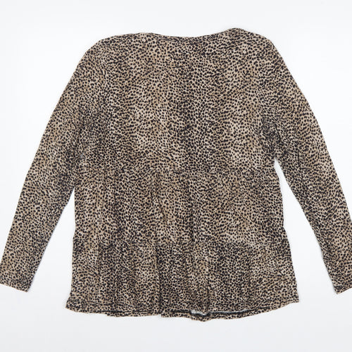 Forever New Women’s Brown Leopard Print Long Sleeve Tunic Blouse Size S