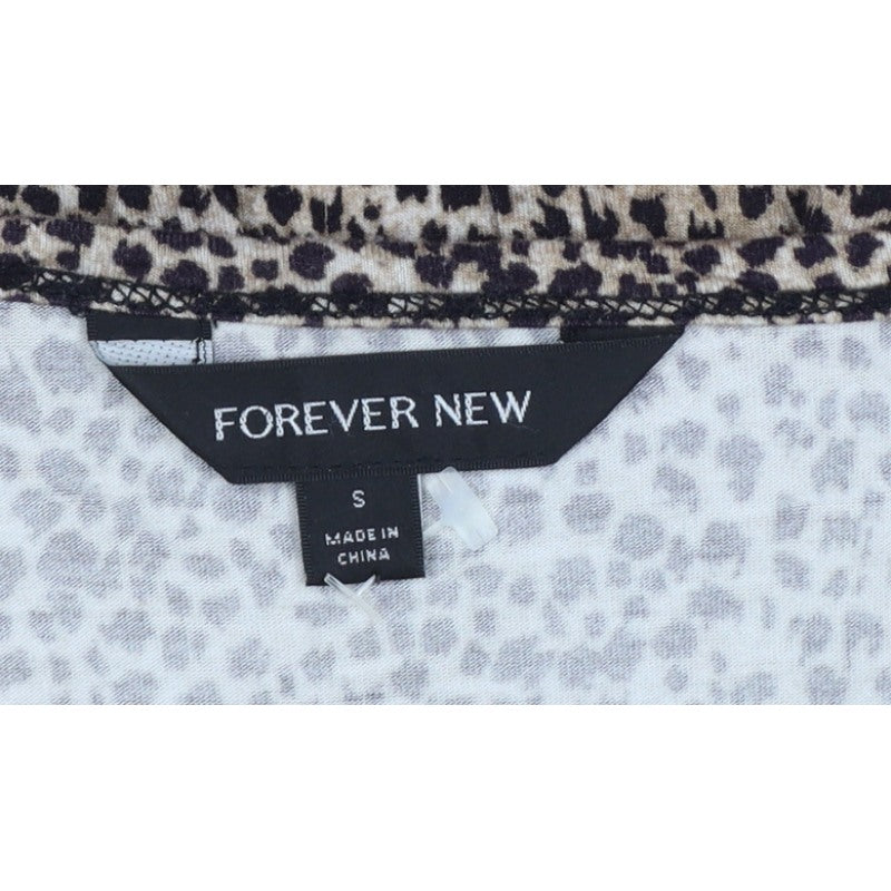 Forever New Women’s Brown Leopard Print Long Sleeve Tunic Blouse Size S