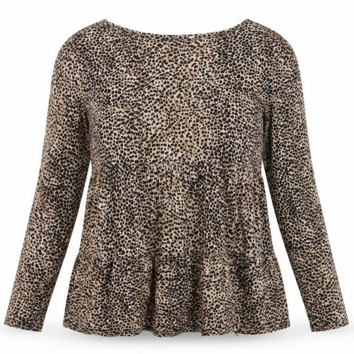 Forever New Women’s Brown Leopard Print Long Sleeve Tunic Blouse Size S