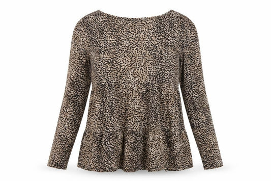 Forever New Women’s Brown Leopard Print Long Sleeve Tunic Blouse Size S