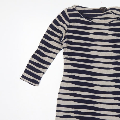 Phase Eight Women's Blue Size 10 Striped Knee Length Jersey Sheath Dress