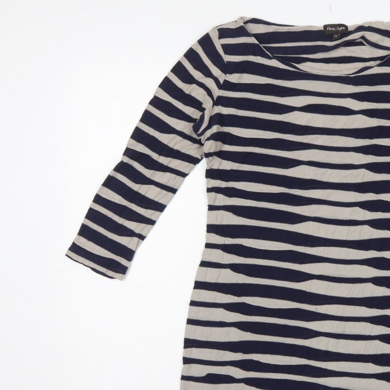 Phase Eight Women's Blue Size 10 Striped Knee Length Jersey Sheath Dress