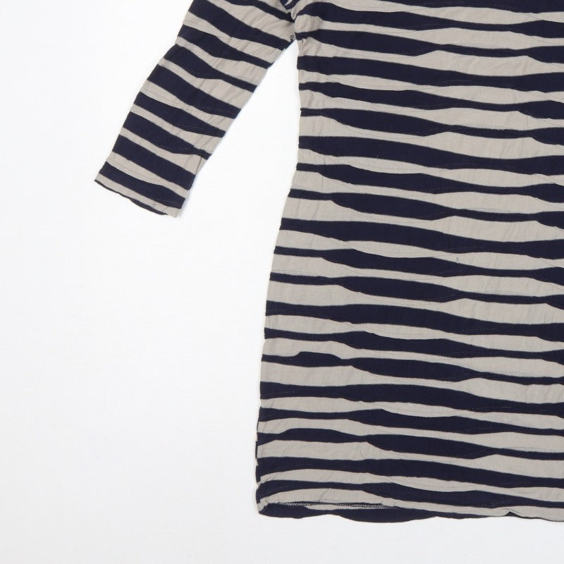 Phase Eight Women's Blue Size 10 Striped Knee Length Jersey Sheath Dress