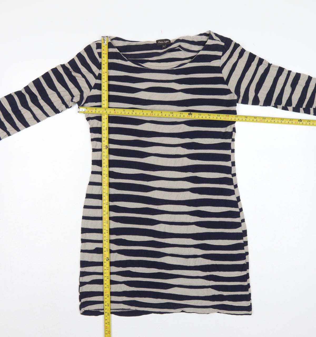 Phase Eight Women's Blue Size 10 Striped Knee Length Jersey Sheath Dress
