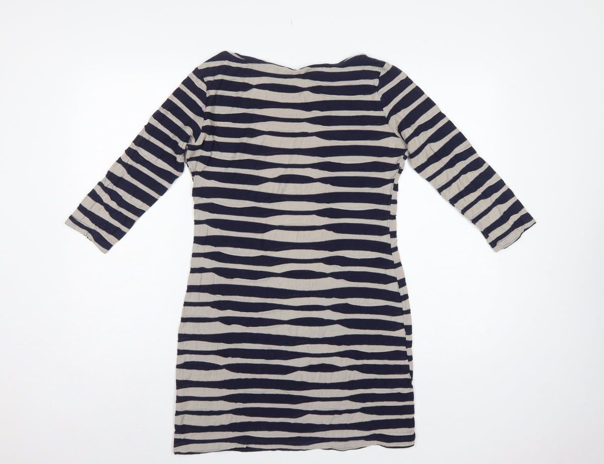 Phase Eight Women's Blue Size 10 Striped Knee Length Jersey Sheath Dress