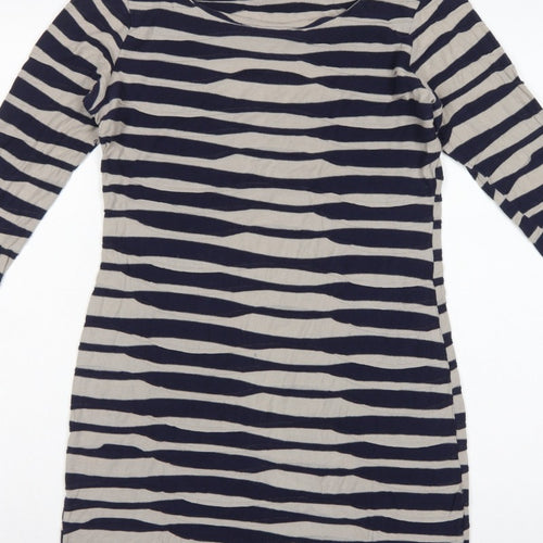 Phase Eight Women's Blue Size 10 Striped Knee Length Jersey Sheath Dress
