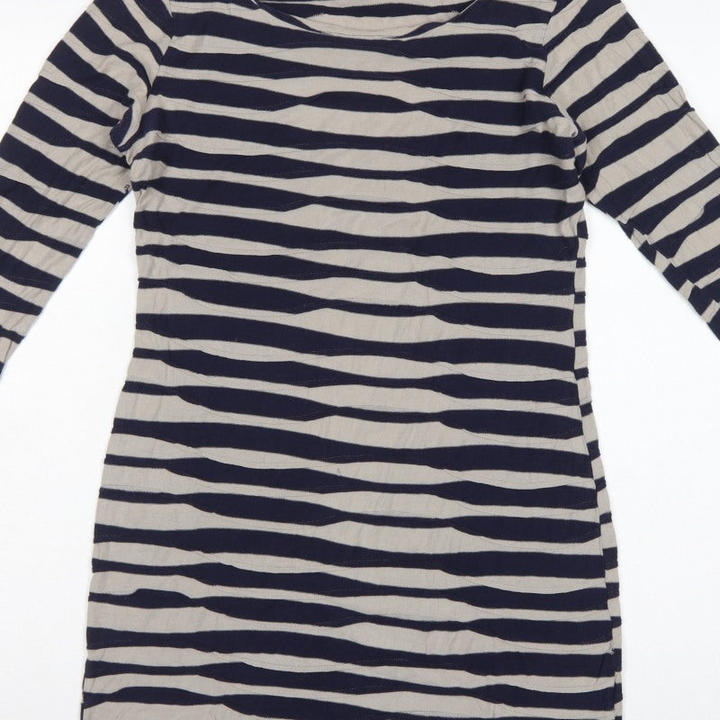 Phase Eight Women's Blue Size 10 Striped Knee Length Jersey Sheath Dress