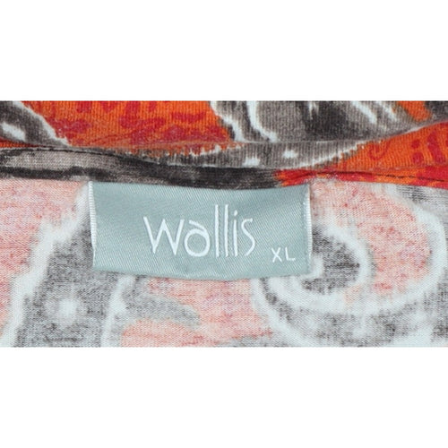 Wallis Women’s Orange Paisley Wrap Jersey Blouse XL 3/4 Sleeve