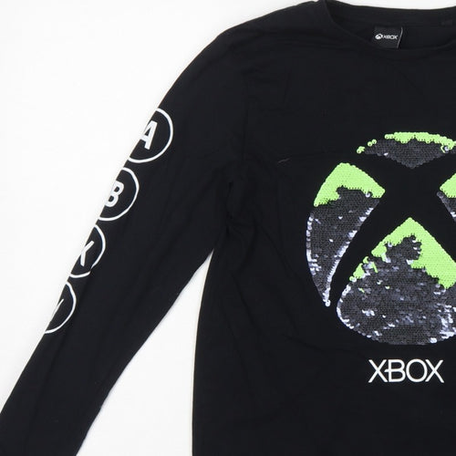 Xbox Boys Black 12 Years Long Sleeve Sequin Logo T-Shirt Top